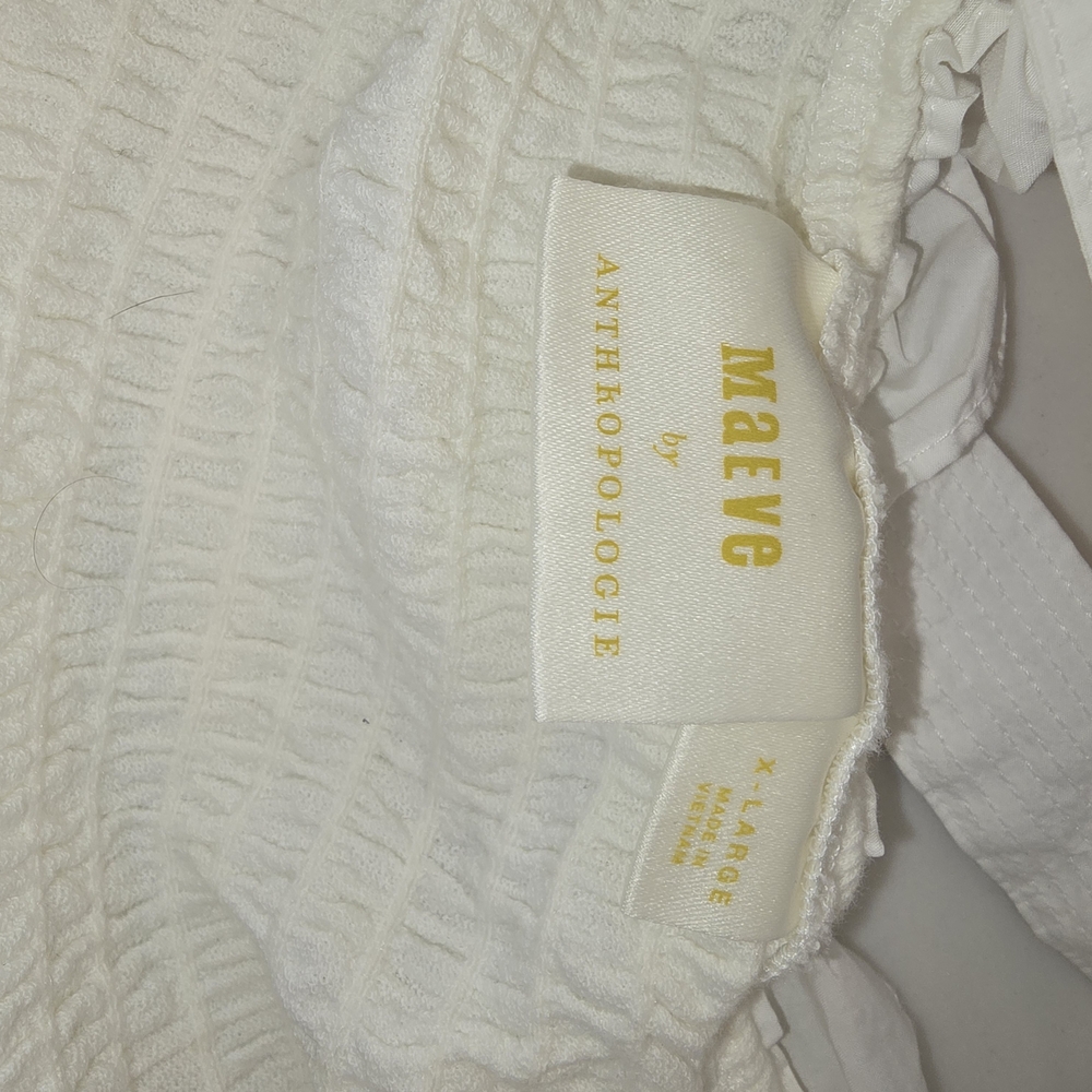 Anthropologie White Ruffled Tank Top Size Xl Preloved In Great Condition - Picture 6 of 7